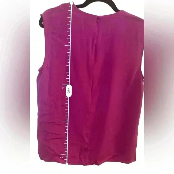 St. John silk sleeveless blouse zip closure quiet luxury small fuchsia pink - Picture 5 of 6